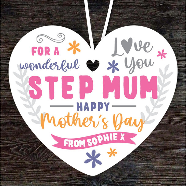 Step Mum Happy Mother's Day Gift Love You Heart Personalised Hanging Ornament