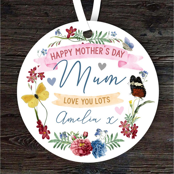 Mum Happy Mother's Day Gift Flower Wreath Round Personalised Hanging Ornament
