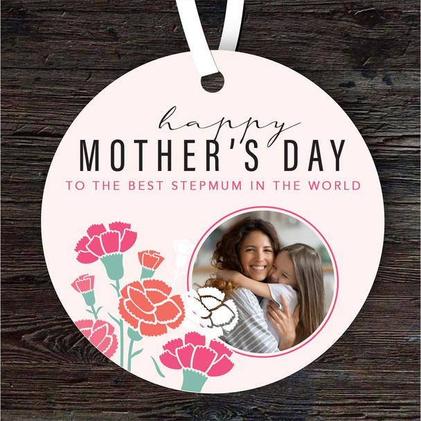 Best Stepmum Carnation Flowers Photo Mother's Day Gift Personalised Ornament