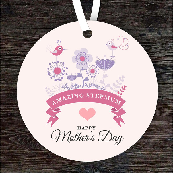 Amazing Stepmum Violet Flowers Mother's Day Gift Round Personalised Ornament