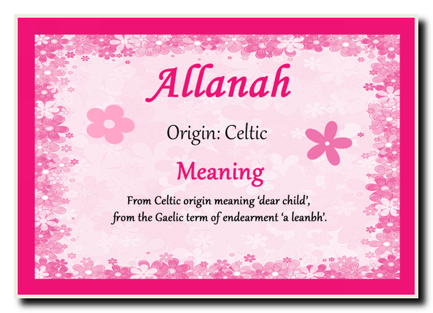Allanah Personalised Name Meaning Jumbo Magnet