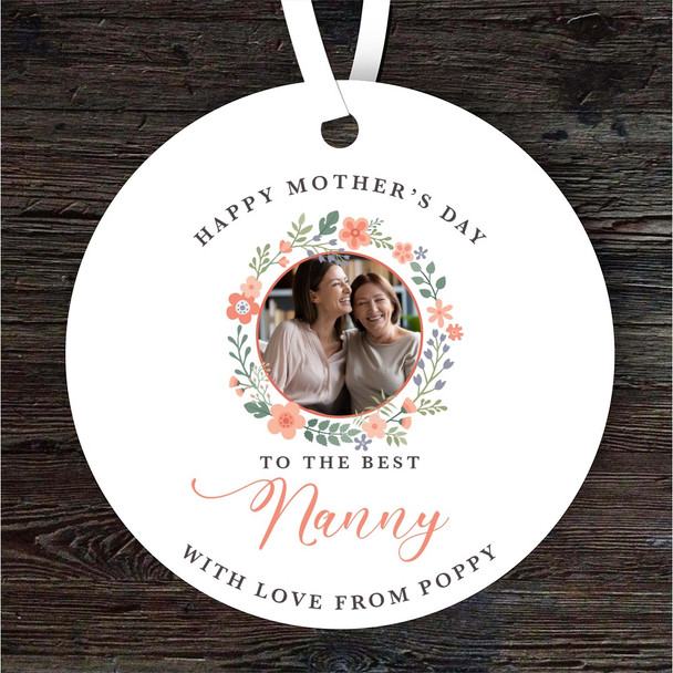 Best Nanny Floral Photo Frame Mother's Day Gift Round Personalised Ornament