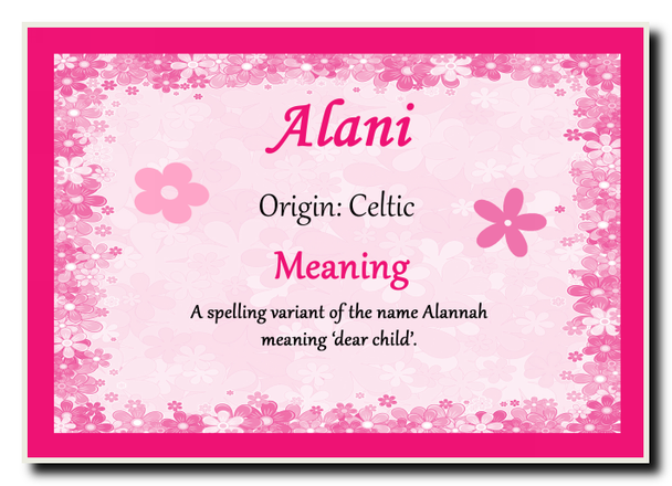 Alani Personalised Name Meaning Jumbo Magnet