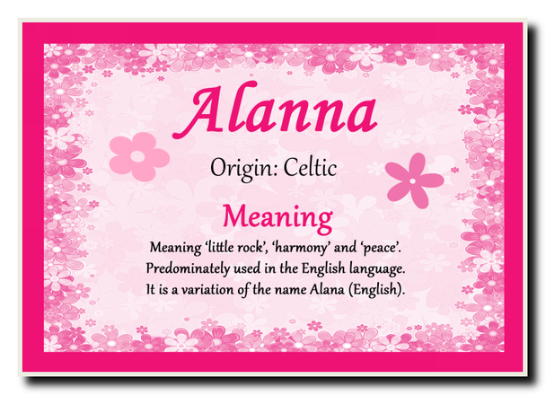 Alanna Personalised Name Meaning Jumbo Magnet