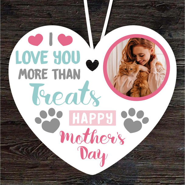 Cat Mum Mother's Day Gift Treats Photo Heart Personalised Hanging Ornament