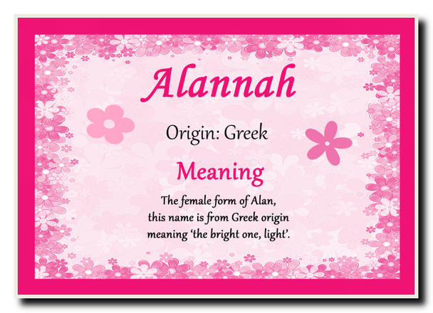 Alannah Personalised Name Meaning Jumbo Magnet