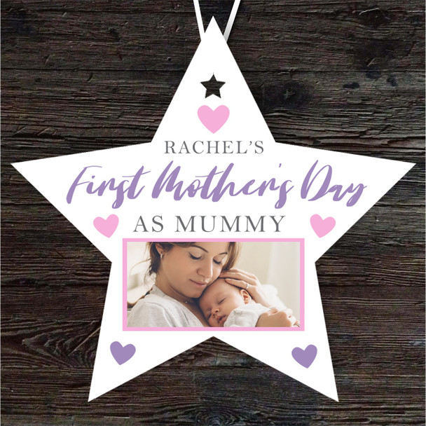 First Mother's Day As Mummy Photo Heart Gift Personalised Hanging Ornament