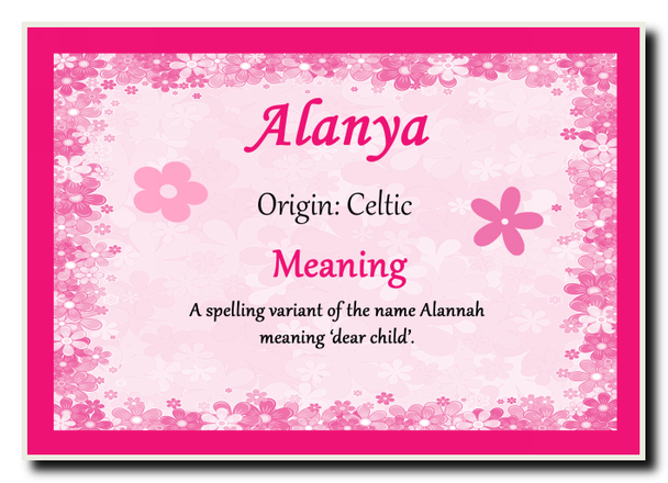 Alanya Personalised Name Meaning Jumbo Magnet