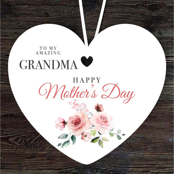 Amazing Grandma Pink Floral Mother's Day Gift Heart Personalised Ornament