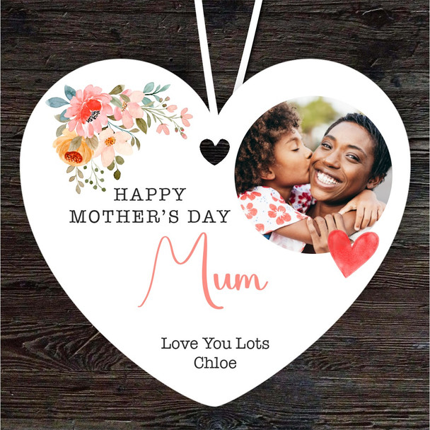 Mum Floral Photo Mother's Day Gift Heart Personalised Hanging Ornament