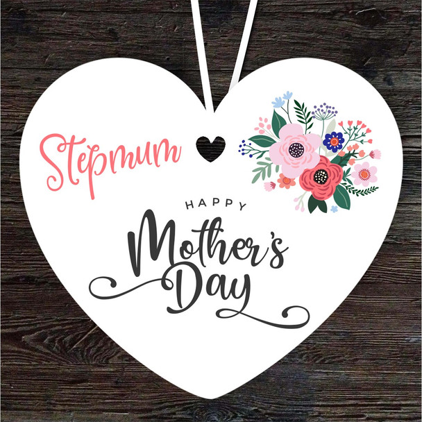 Stepmum Floral Mother's Day Gift Heart Personalised Hanging Ornament