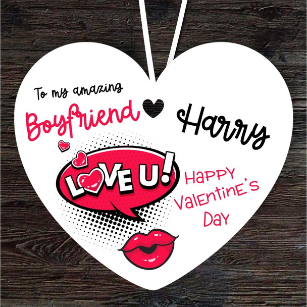 Boyfriend Cartoon Lips Valentine's Day Gift Heart Personalised Hanging Ornament