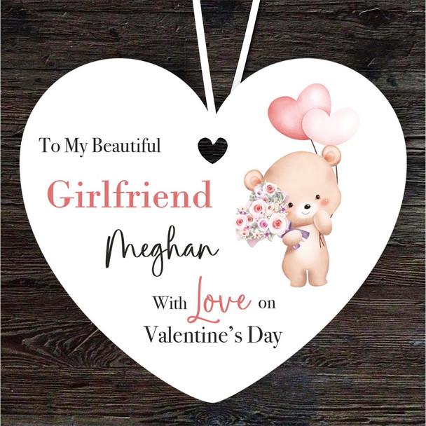 Girlfriend Teddy Bear Heart Balloon Valentine's Day Gift Heart Custom Ornament