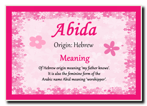 Abida Personalised Name Meaning Jumbo Magnet