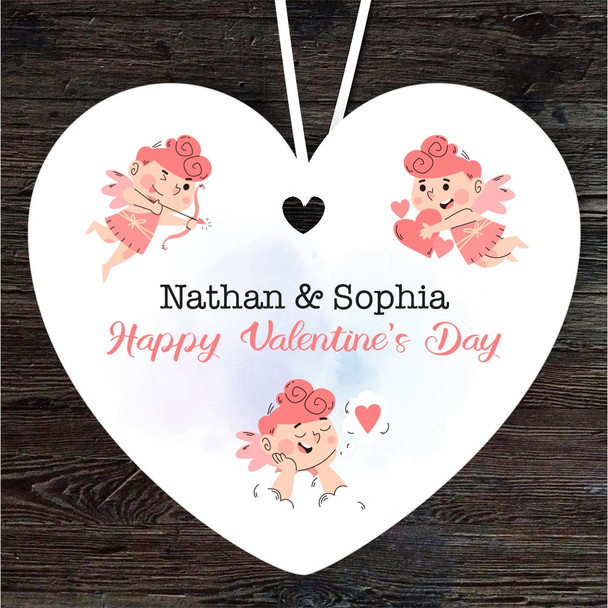 Pink Cupid Valentine's Day Gift Heart Personalised Hanging Ornament