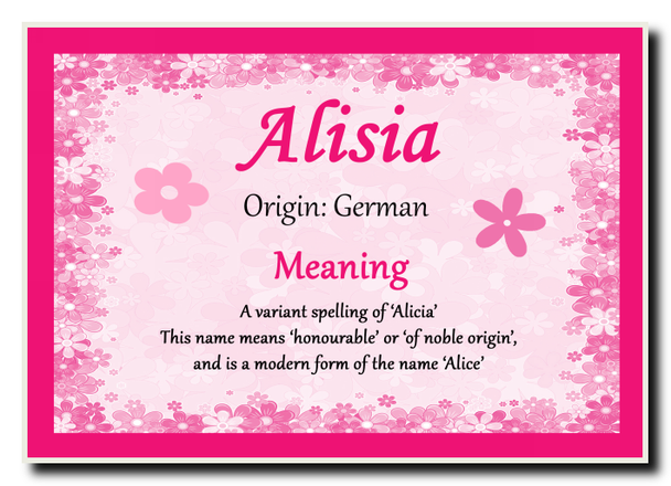 Alisia Personalised Name Meaning Jumbo Magnet