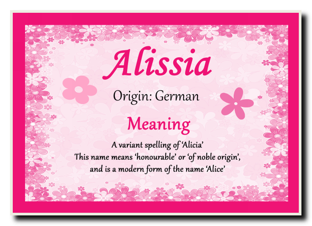 Alissia Personalised Name Meaning Jumbo Magnet