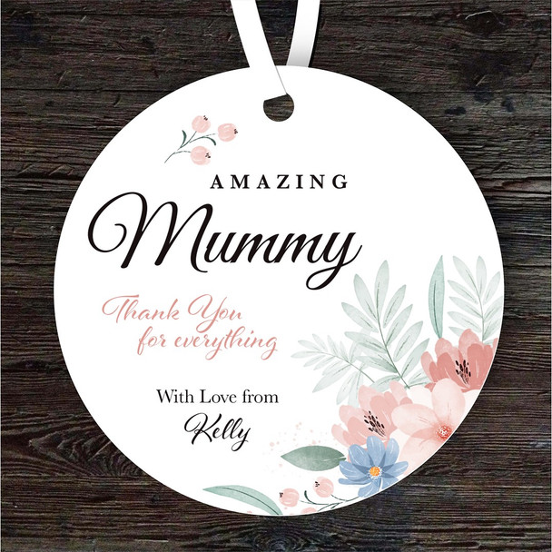 Amazing Mummy Gift Floral Round Personalised Hanging Ornament