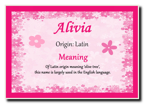 Alivia Personalised Name Meaning Jumbo Magnet