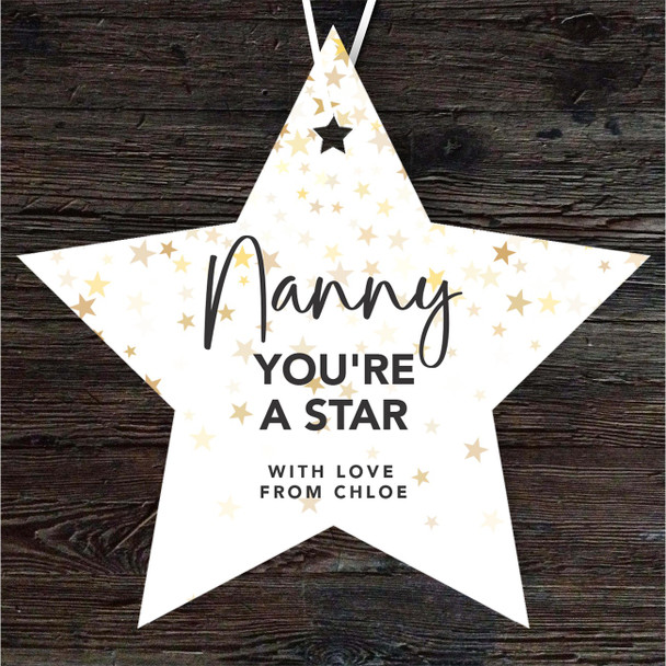 Gift For Nanny Gold Stars Personalised Hanging Ornament