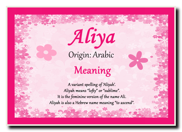 Aliya Personalised Name Meaning Jumbo Magnet