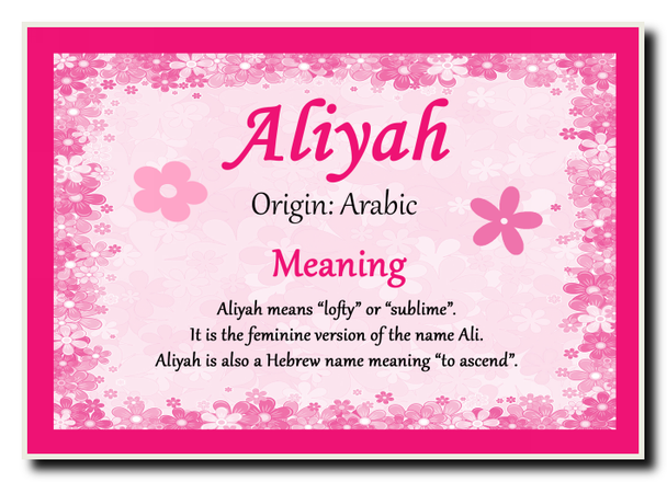 Aliyah Personalised Name Meaning Jumbo Magnet