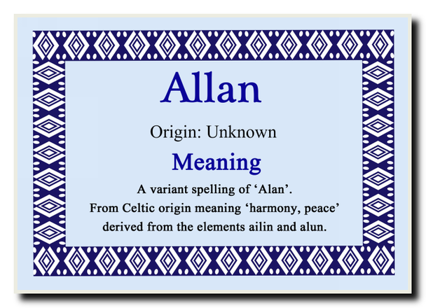 Allan Personalised Name Meaning Jumbo Magnet