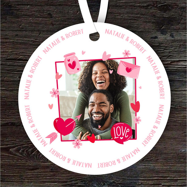 Love Photo Frame romantic Gift Round Personalised Hanging Ornament