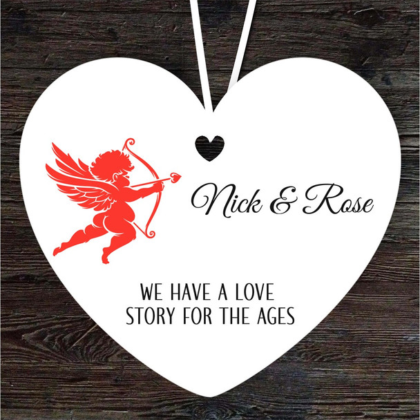 Red Cupid Cute Romantic Gift Heart Personalised Hanging Ornament