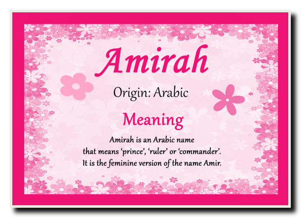 Amirah Personalised Name Meaning Jumbo Magnet