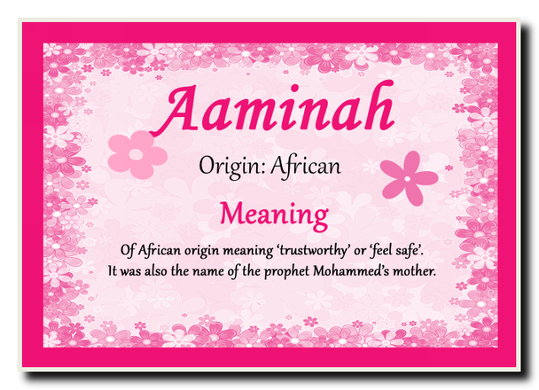 Aaminah Personalised Name Meaning Jumbo Magnet