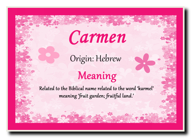 Carmen Personalised Name Meaning Jumbo Magnet