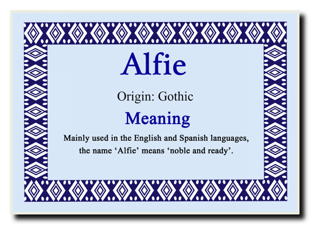 Alfie Personalised Name Meaning Jumbo Magnet