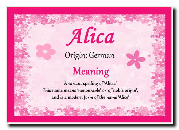 Alica Personalised Name Meaning Jumbo Magnet