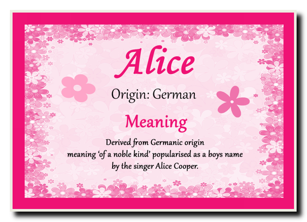 Alice Personalised Name Meaning Jumbo Magnet