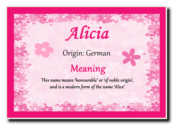 Alicia Personalised Name Meaning Jumbo Magnet