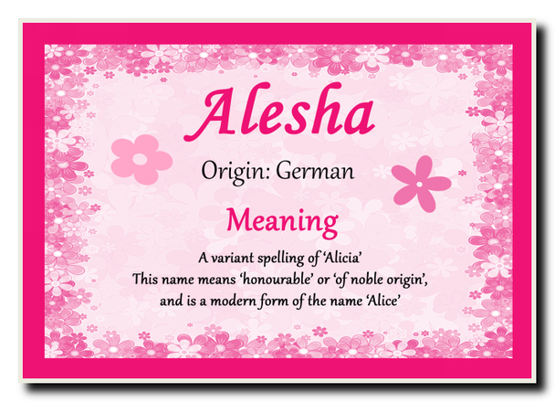 Alesha Personalised Name Meaning Jumbo Magnet