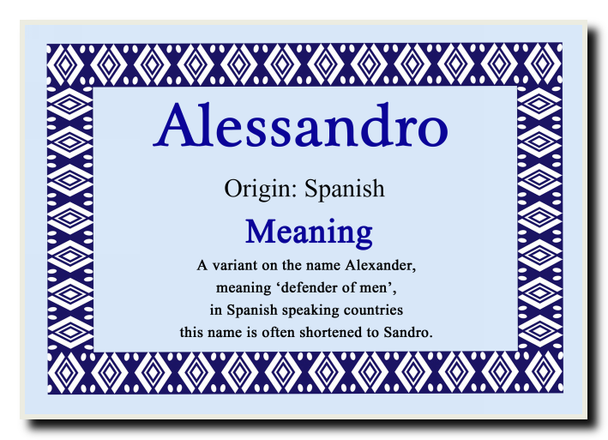 Alessandro Personalised Name Meaning Jumbo Magnet
