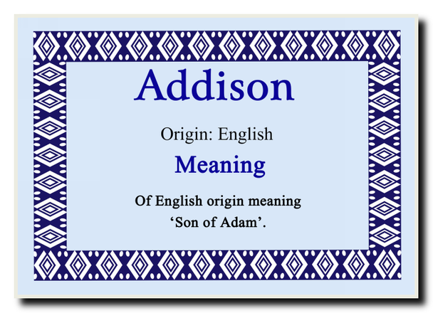 Addison Personalised Name Meaning Jumbo Magnet