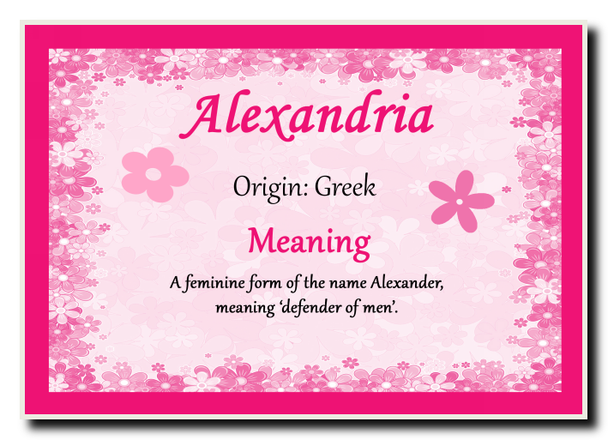 Alexandria Personalised Name Meaning Jumbo Magnet