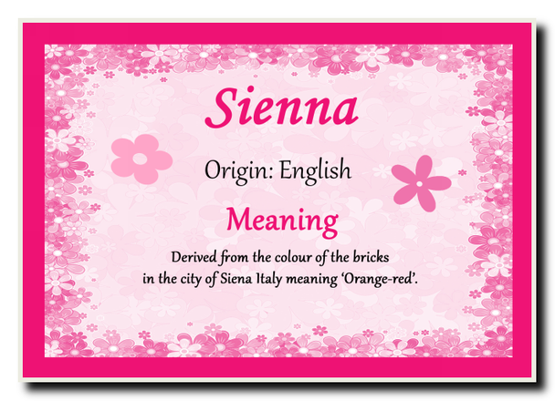 Sienna Personalised Name Meaning Jumbo Magnet