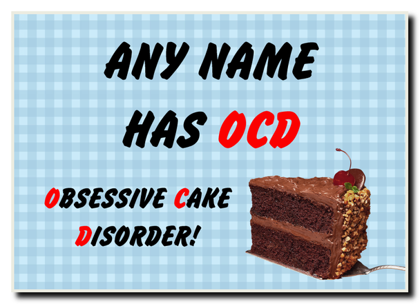 Funny Obsessive Disorder Cake Blue Personalised Jumbo Magnet