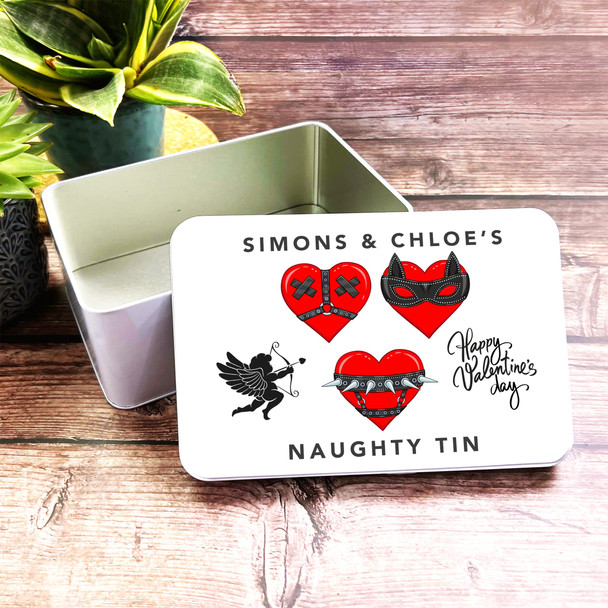 Hearts Erotic Valentine's Day Gift Sex Toy Naughty Personalised Storage Tin