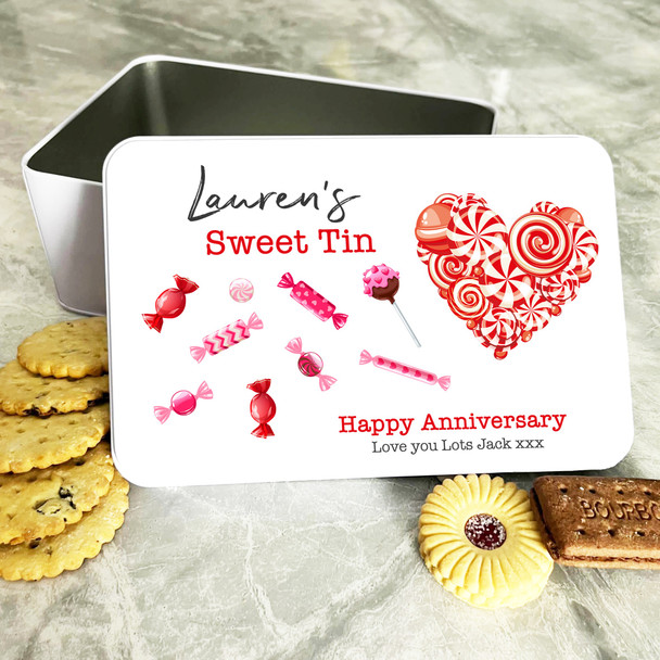 Heart Made Of Sweets Anniversary Gift Personalised Sweet Treat Tin