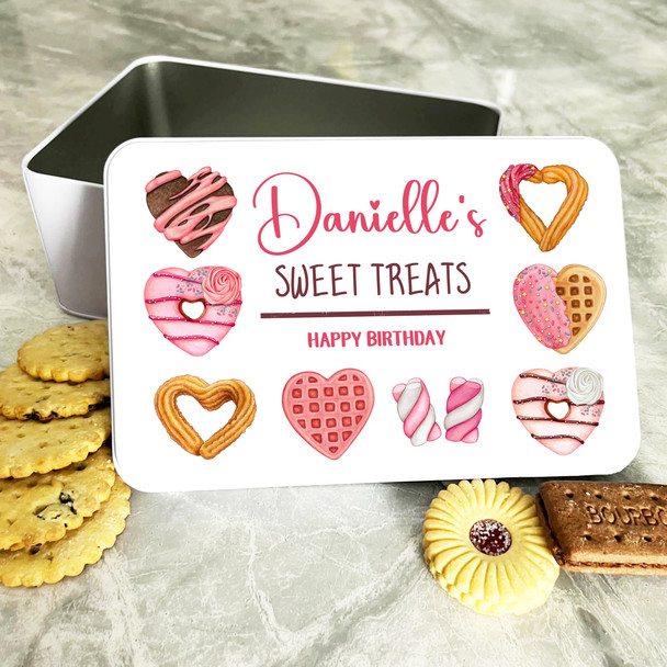 Heart Shape Pastry Birthday Gift Personalised Sweet Treat Tin