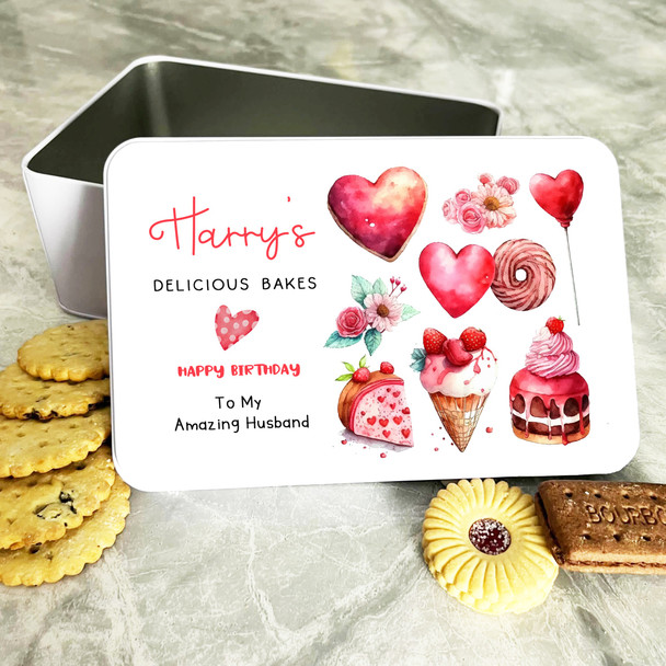 Husband Bakes Birthday Gift Personalised Cake Tin