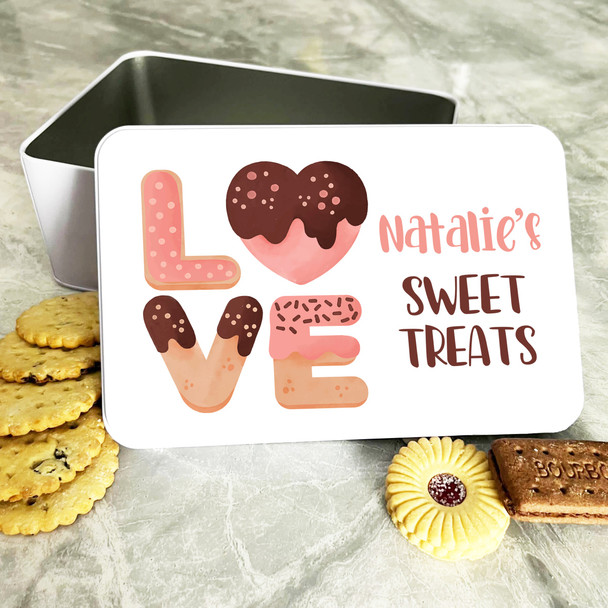 Love Cookie Font Romantic Gift Personalised Sweet Treat Tin