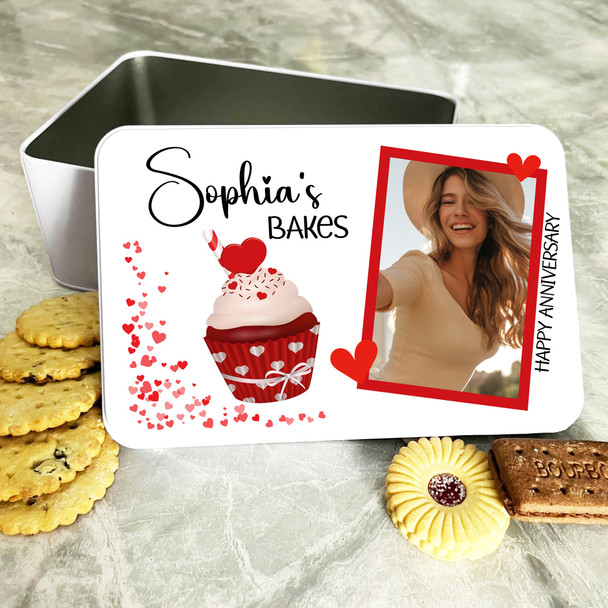 Love Cupcake Photo Anniversary Gift Romantic Gift Personalised Keepsake Tin
