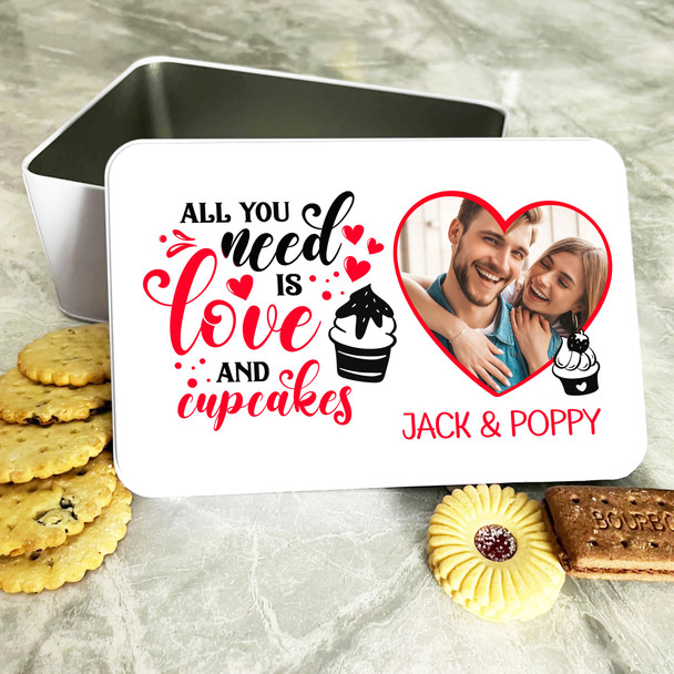 Love Photo Frame Cupcakes Romantic Gift Personalised Cake Tin