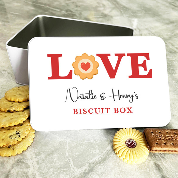 Love Word Romantic Gift Personalised Biscuit Tin